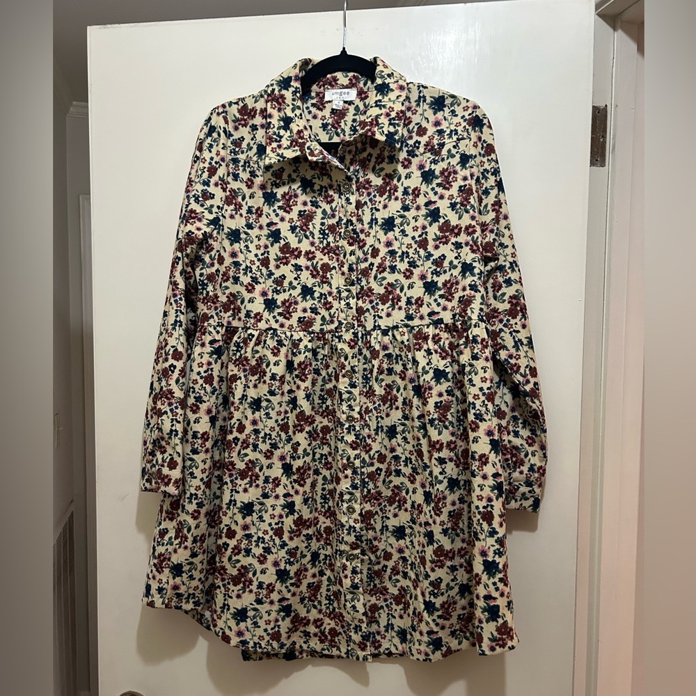 Umgee Floral Mini Dress - Cream and Red